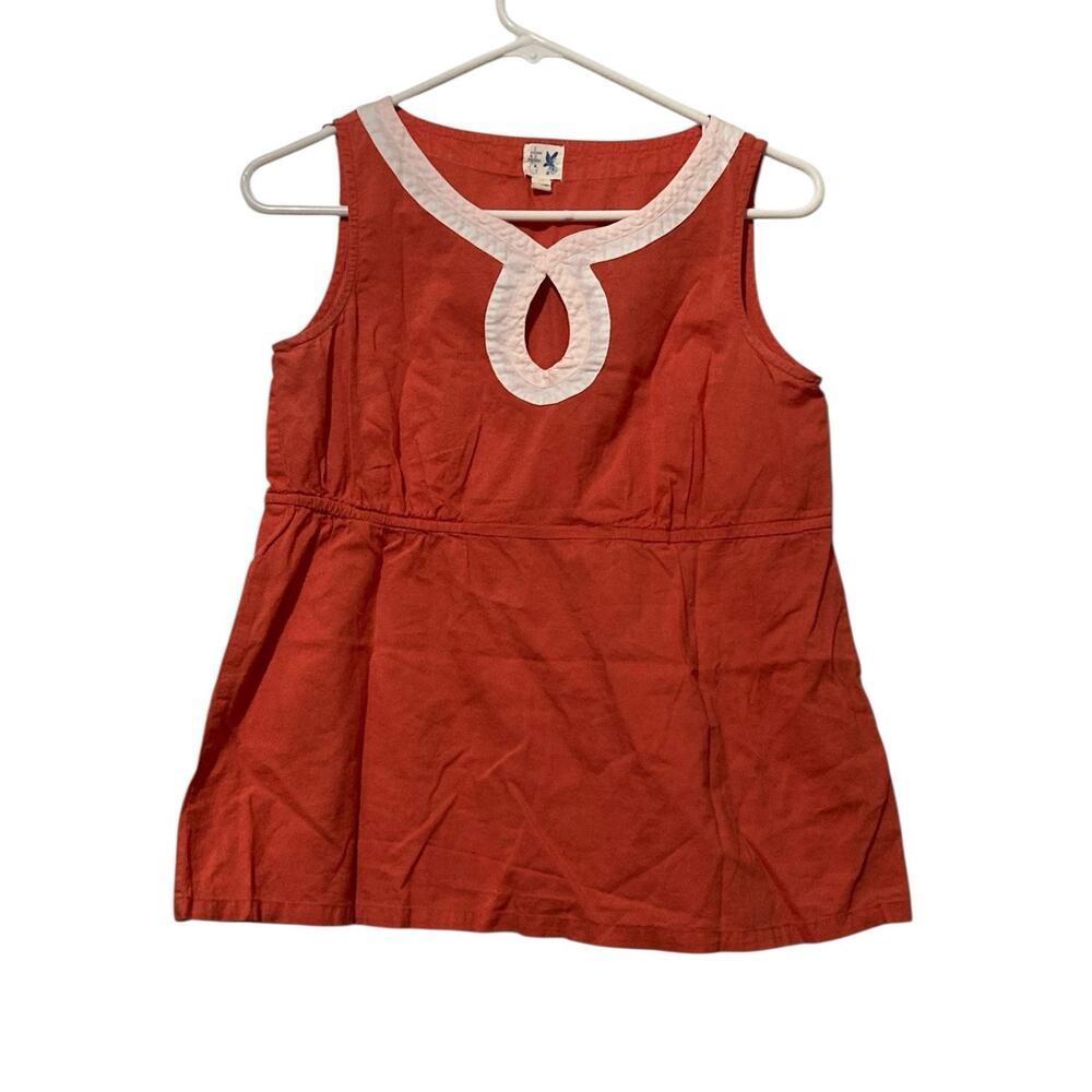 Edme‎ & Esyllte Anthropologie Top Sz 4 Sleeveless Coral Button Lghtwt Cotton